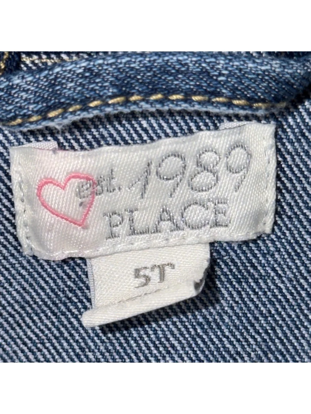 Place Girls Denim Trucker Jacket Size 5T Medium Wash Button Front